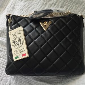 Valentino Orlandi Black Quilted Shoulder Bag